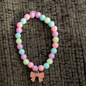 Colorful Beaded Kids Bracelet with Bow Charm